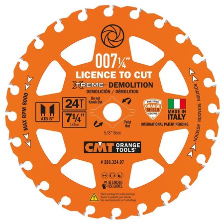 CMT ORANGE TOOLS 612in 24T Carbide Tipped Xtreme Demolition Blade 10PK 286.324.06-X10